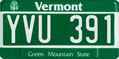 VT license plate YVU391