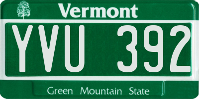 VT license plate YVU392