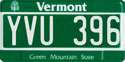 VT license plate YVU396
