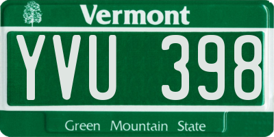 VT license plate YVU398