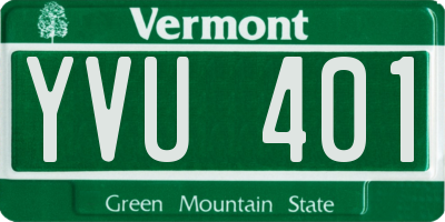 VT license plate YVU401