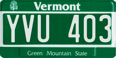VT license plate YVU403