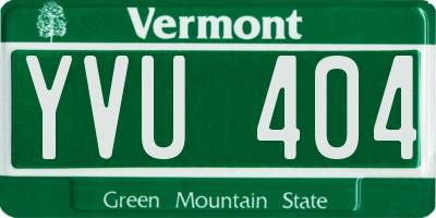 VT license plate YVU404