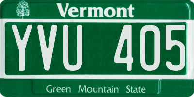 VT license plate YVU405