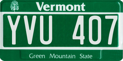 VT license plate YVU407