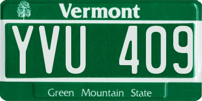 VT license plate YVU409