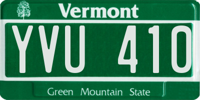 VT license plate YVU410