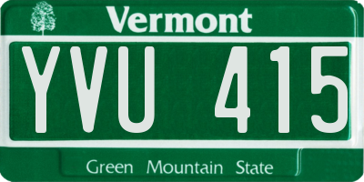 VT license plate YVU415