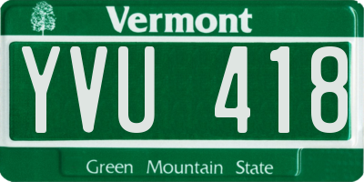 VT license plate YVU418