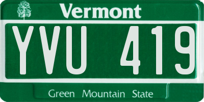 VT license plate YVU419
