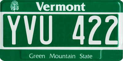 VT license plate YVU422
