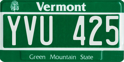 VT license plate YVU425