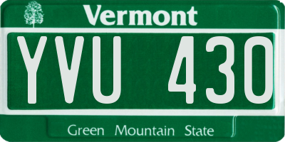 VT license plate YVU430