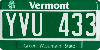 VT license plate YVU433
