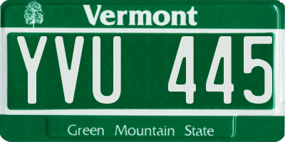 VT license plate YVU445