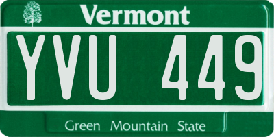 VT license plate YVU449