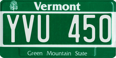 VT license plate YVU450