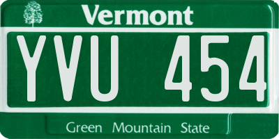 VT license plate YVU454