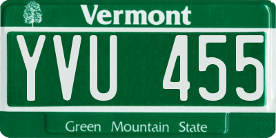 VT license plate YVU455