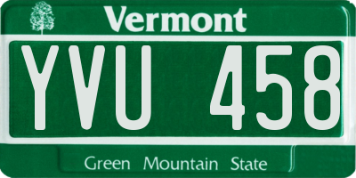 VT license plate YVU458