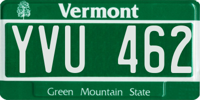 VT license plate YVU462
