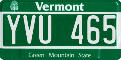 VT license plate YVU465