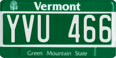 VT license plate YVU466