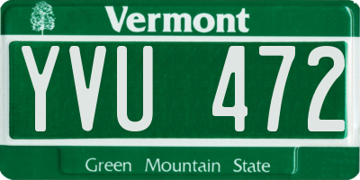 VT license plate YVU472
