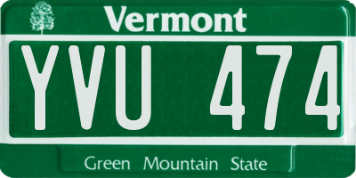 VT license plate YVU474