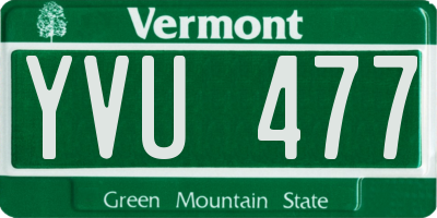 VT license plate YVU477