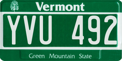 VT license plate YVU492