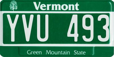 VT license plate YVU493