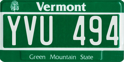 VT license plate YVU494