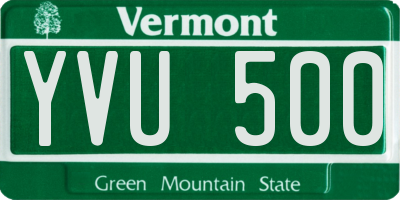 VT license plate YVU500