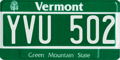 VT license plate YVU502