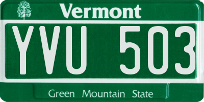 VT license plate YVU503