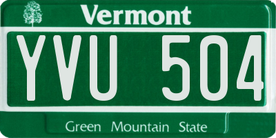 VT license plate YVU504