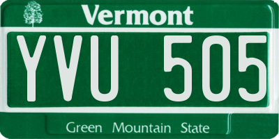 VT license plate YVU505
