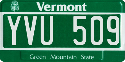 VT license plate YVU509