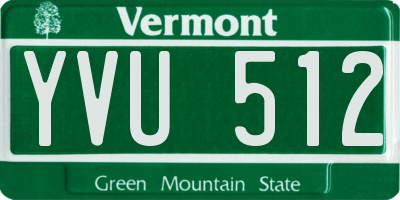VT license plate YVU512