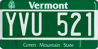VT license plate YVU521