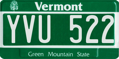 VT license plate YVU522