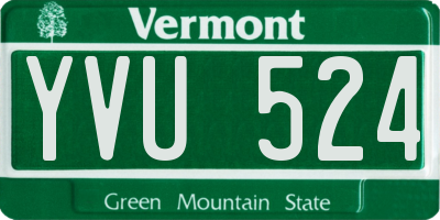 VT license plate YVU524