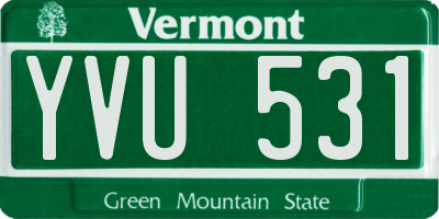 VT license plate YVU531