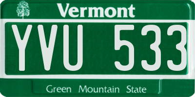 VT license plate YVU533