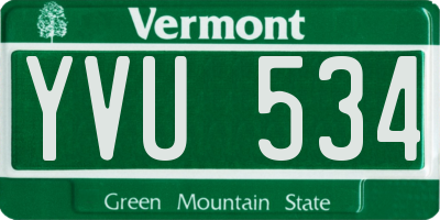 VT license plate YVU534