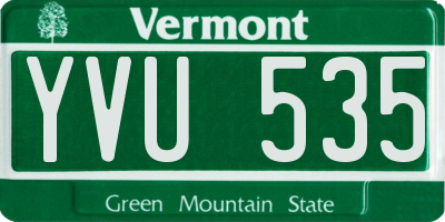 VT license plate YVU535