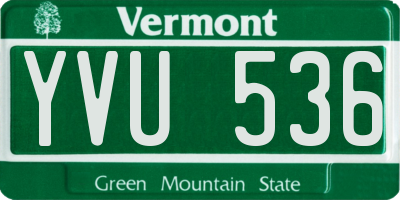 VT license plate YVU536