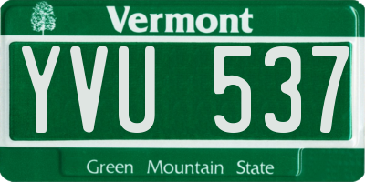 VT license plate YVU537