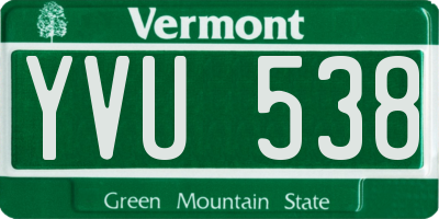 VT license plate YVU538